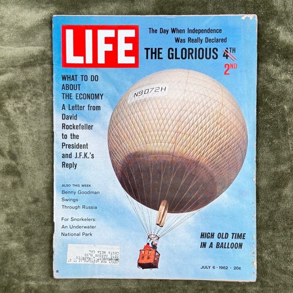 Vintage LIFE Magazine July 6 1962 Hot Air Balloon JFK Rockefeller Benny Goodman